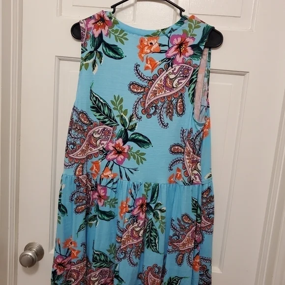 Cupio Colorful Floral/Paisley Print Sleeveless Knit Top, Size XL, Boho - Picture 5 of 8